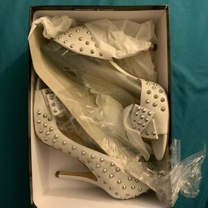 Elegant White Studded Heels